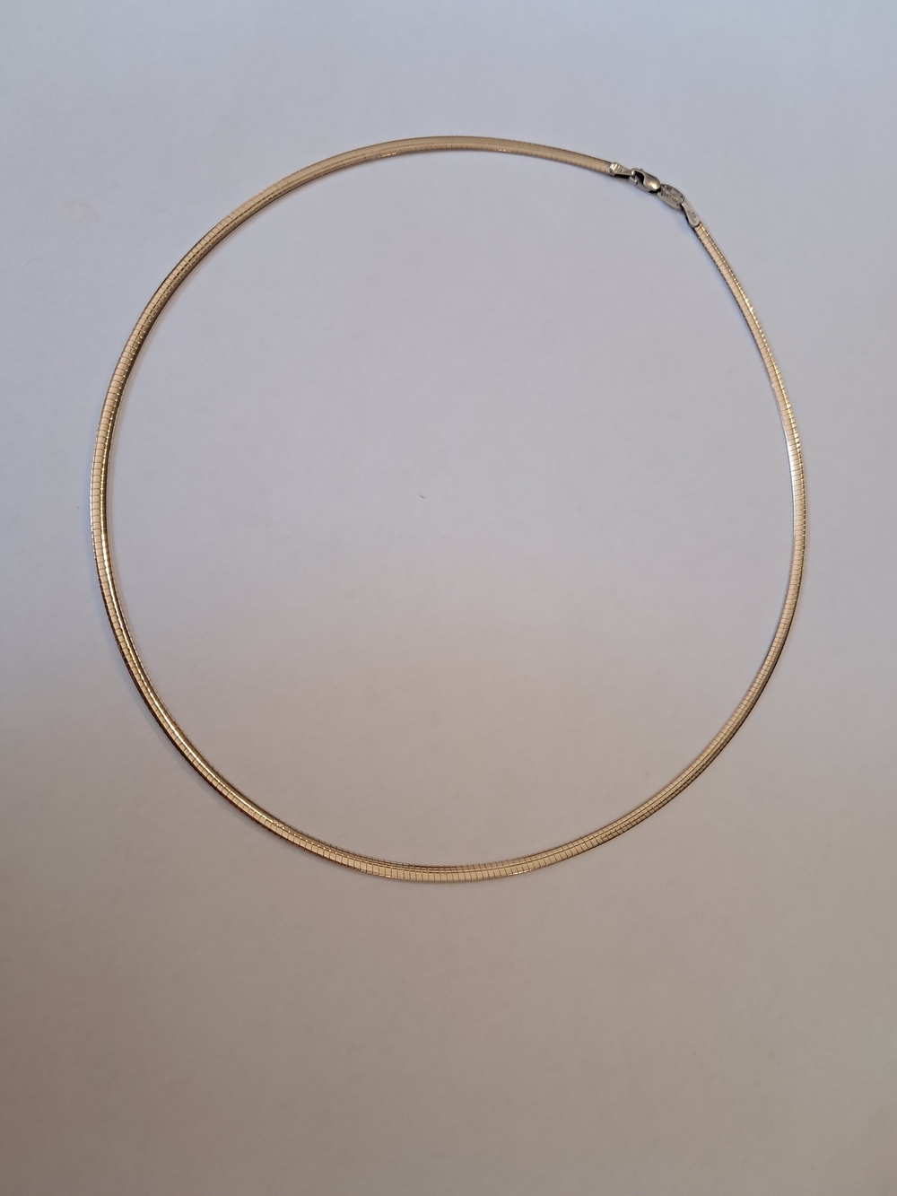 10K Gold & Sterling Silver Reversible Omega Chain Necklace 17-18" 925 1/15 - Picture 9 of 12